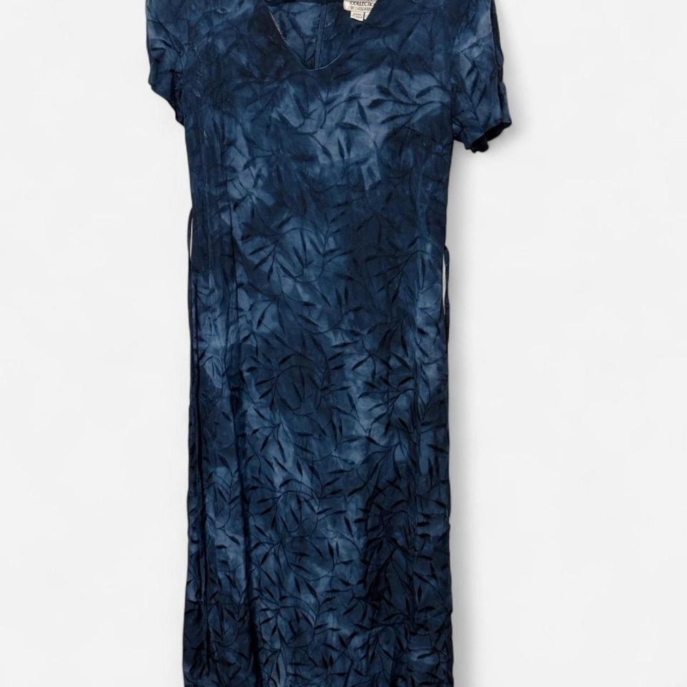 Vintage‎ R.J. Collection Navy Leaf Burnout Midi Dress
